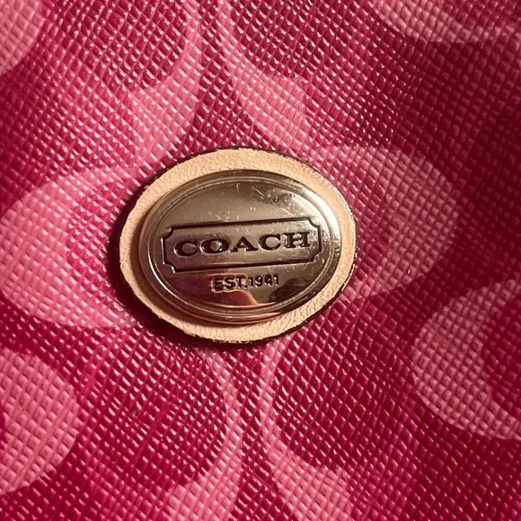 COACH PEYTON SIGNATURE TOTE SHOULDER BAG Large Pink Dream C print  BORDEAUX - Picture 9 of 11